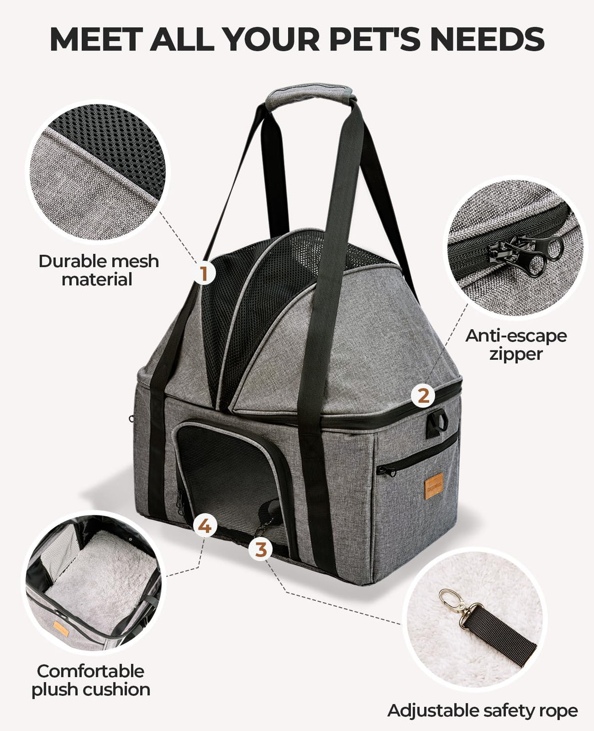 Top-Expandable Cat Carrier with Semi-Open Canopy Z5637