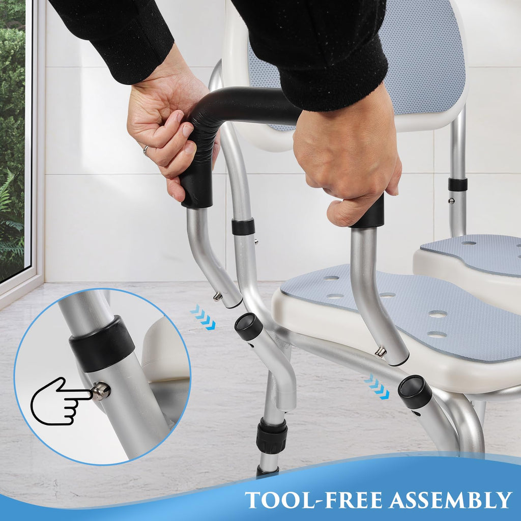 Shower Chair with U-Shaped Seat, Adjustable Height, 350 lb K935