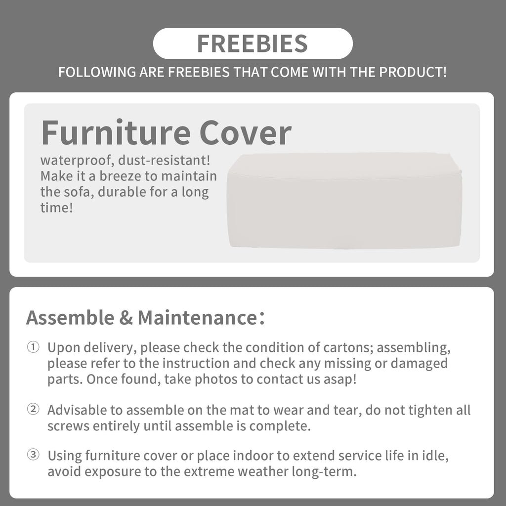 Light Grey 3-seat Outdoor Sofa with Waterproof Cover R2463