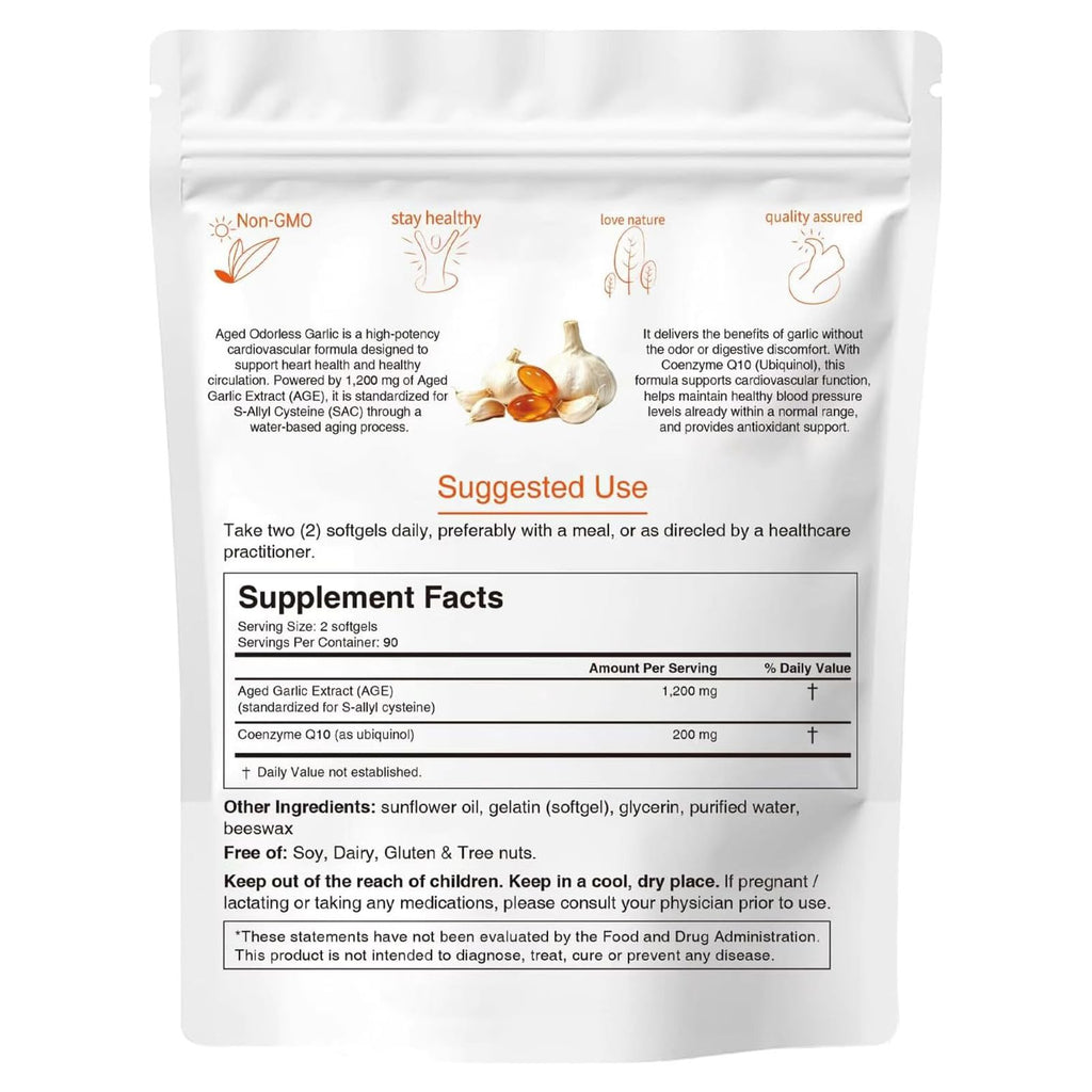 1200mg Odorless Aged Garlic Extract Softgels with CoQ10 D898878