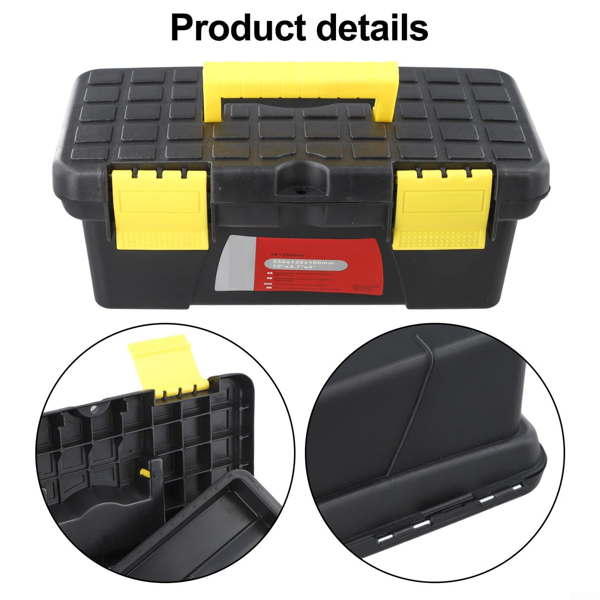10 Inch Black Plastic Toolbox with Dual Layer Organization P1772