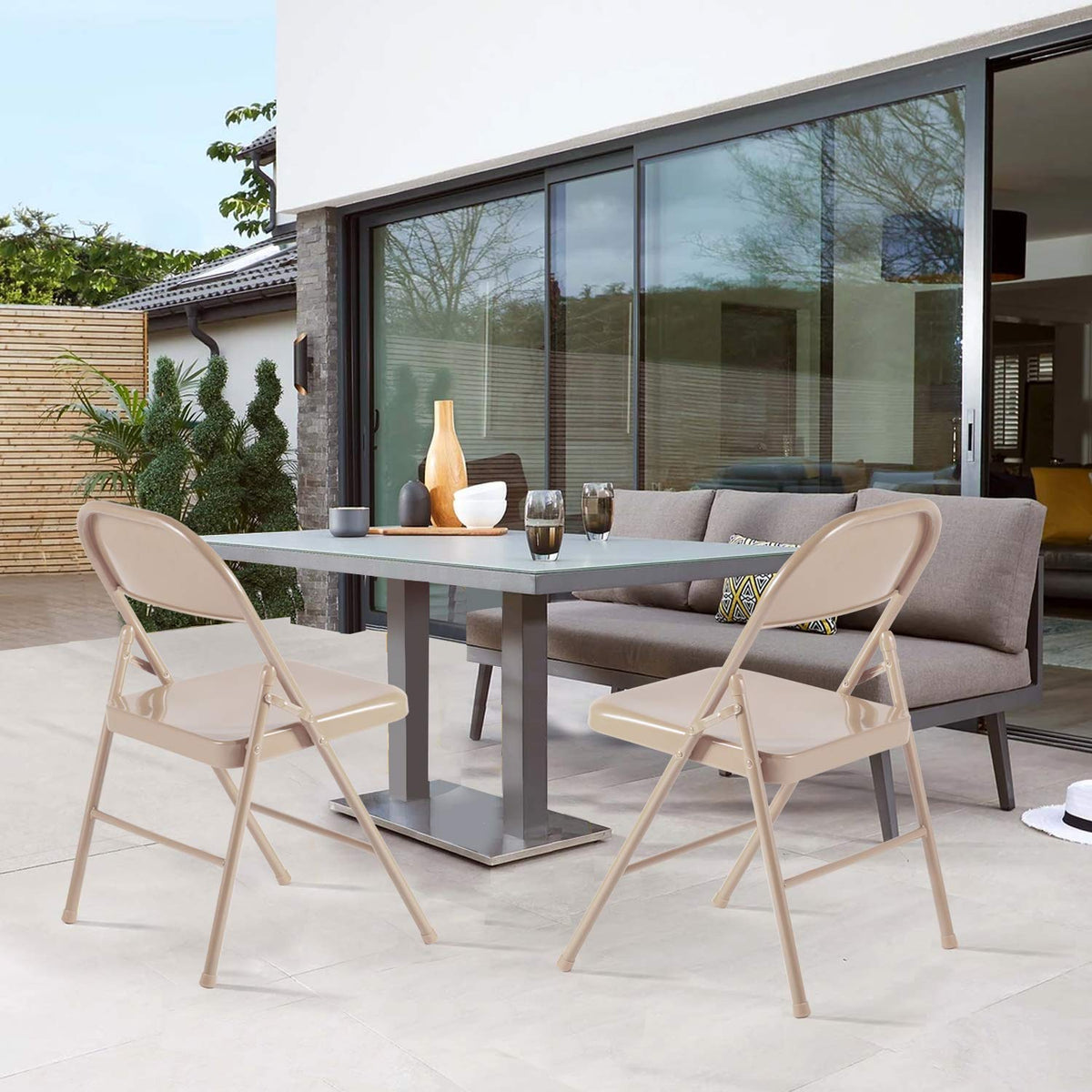 Folding Chair Set of 8 Heavy Duty Metal Stackable B783