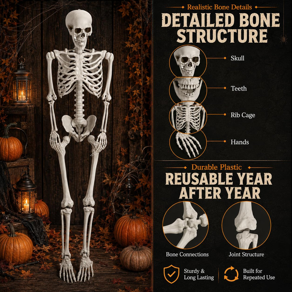 Life Size Poseable Skeleton with Movable Joints D182041