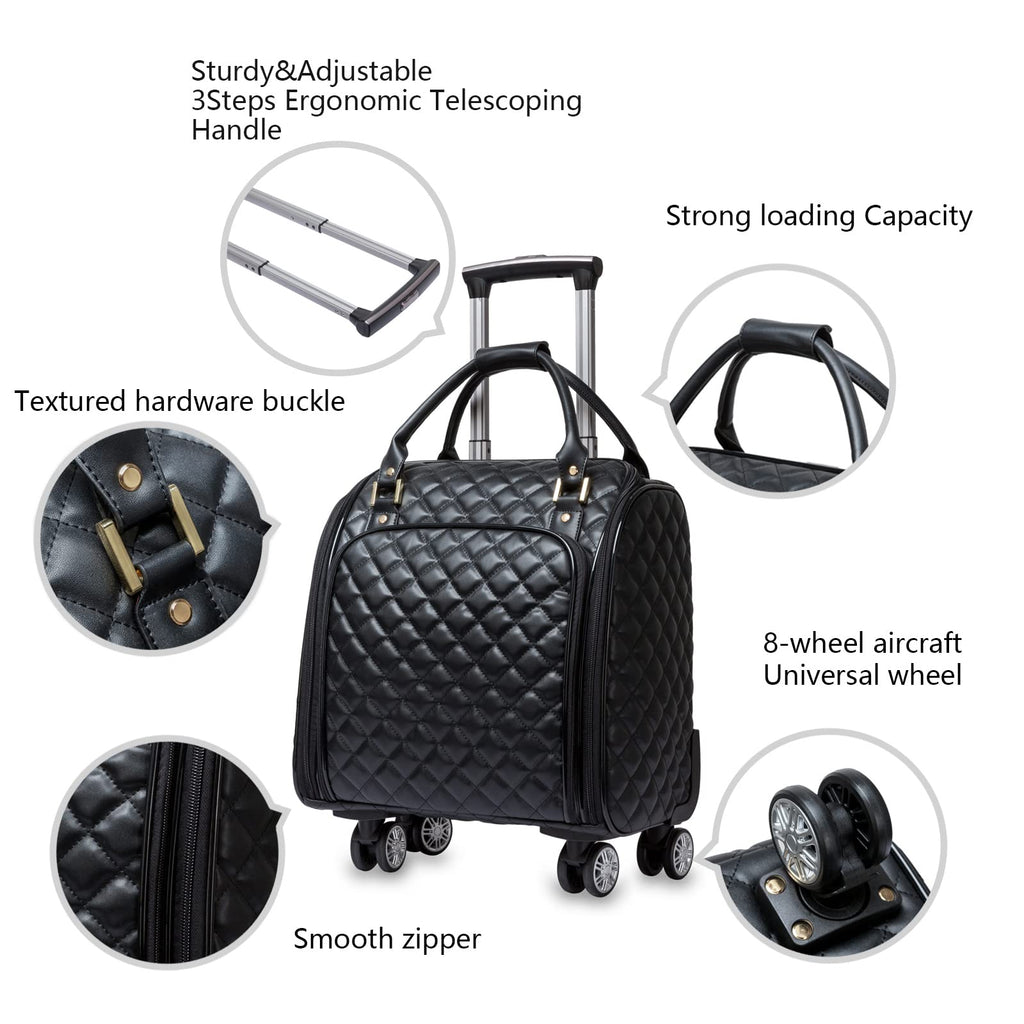 Leather Expandable Spinner Underseat Carry On Luggage A60053