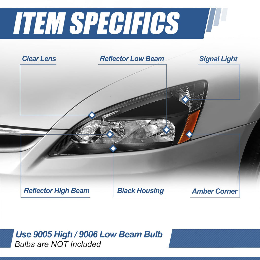 Black Housing Amber Corner Headlights Assembly W997