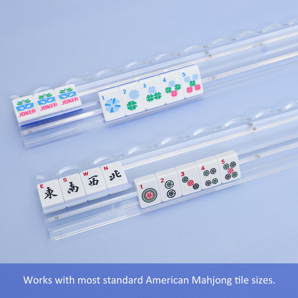 4-Pack Clear Acrylic Mahjong Racks with Pushers 19.7" N9224
