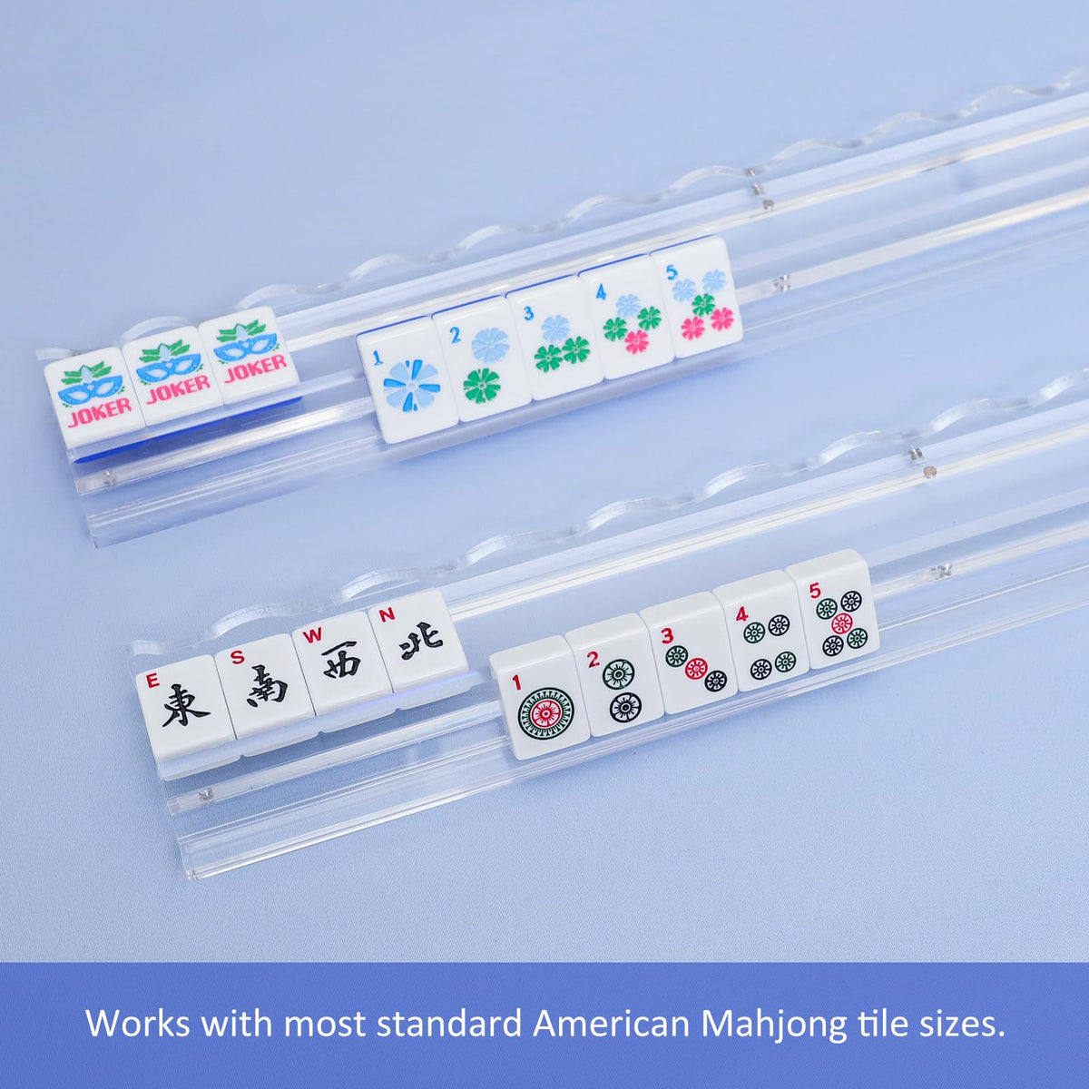 4-Pack Clear Acrylic Mahjong Racks with Pushers 19.7" N9224