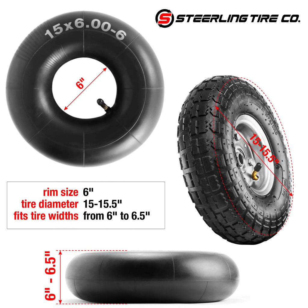 15x6.00-6" Inner Tubes, 2 Pack with TR-13 Straight Valve Stem J769
