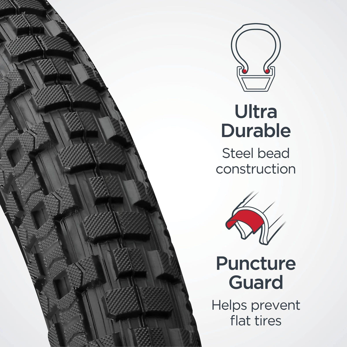 Black 20 x 2.12-Inch Bike Tire U36609