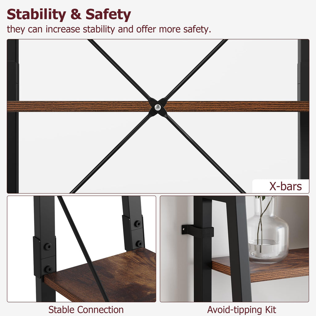 5-Tier Ladder Bookshelf with Metal Frame L950