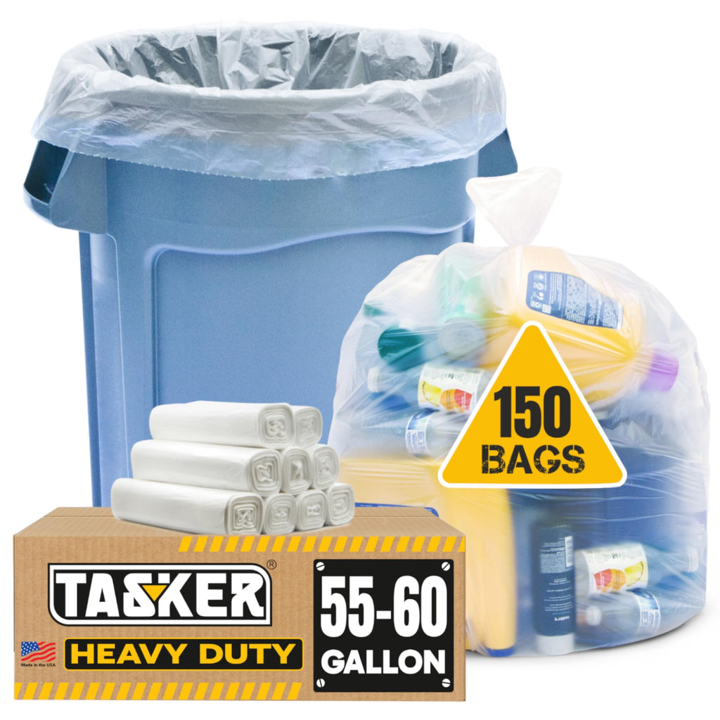 60 Gallon Heavy Duty Clear Trash Bags 150 Count A323
