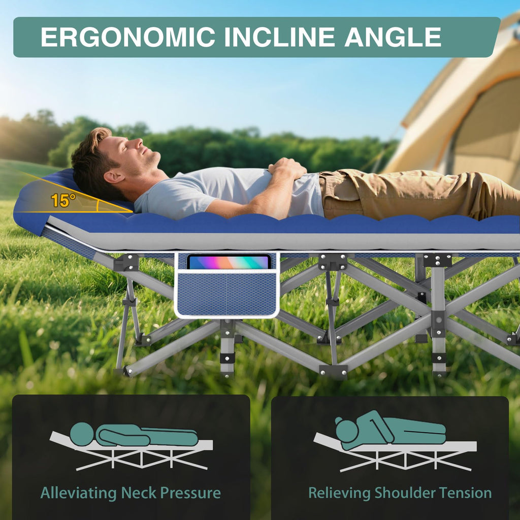 Folding Camping Cot with Mattress and Carry Bag O63368
