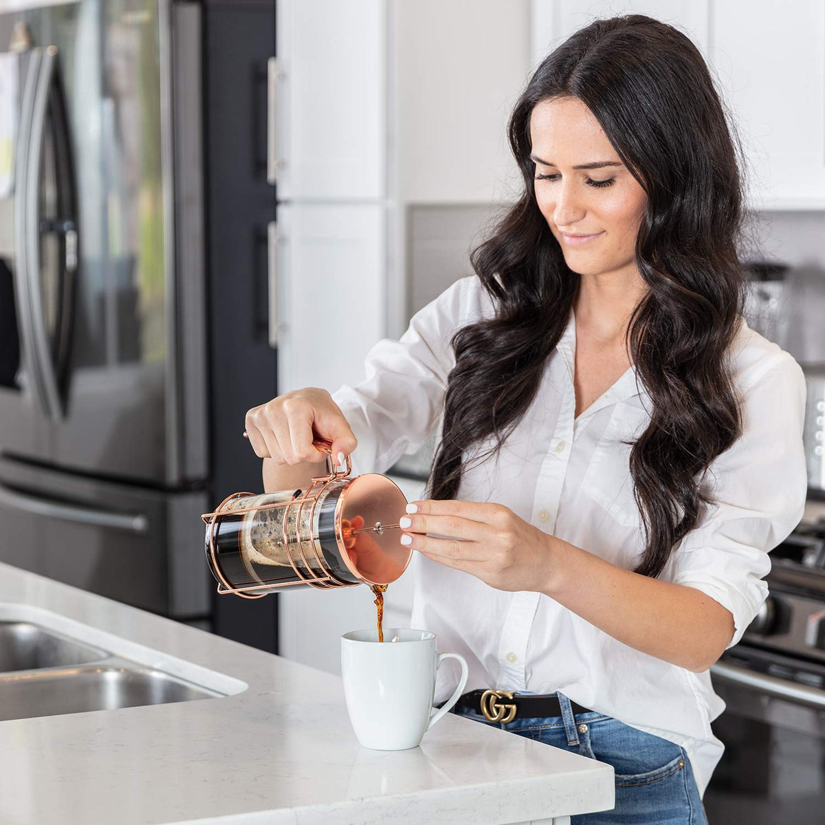 1000ml Rose Gold French Press Coffee Maker T647