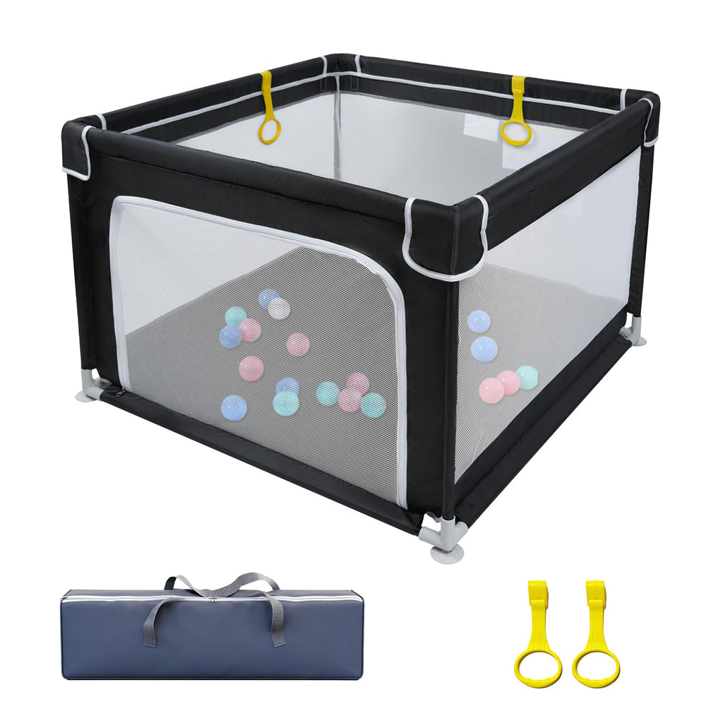 Baby Playpen with Mesh and Anti-Slip Base D545