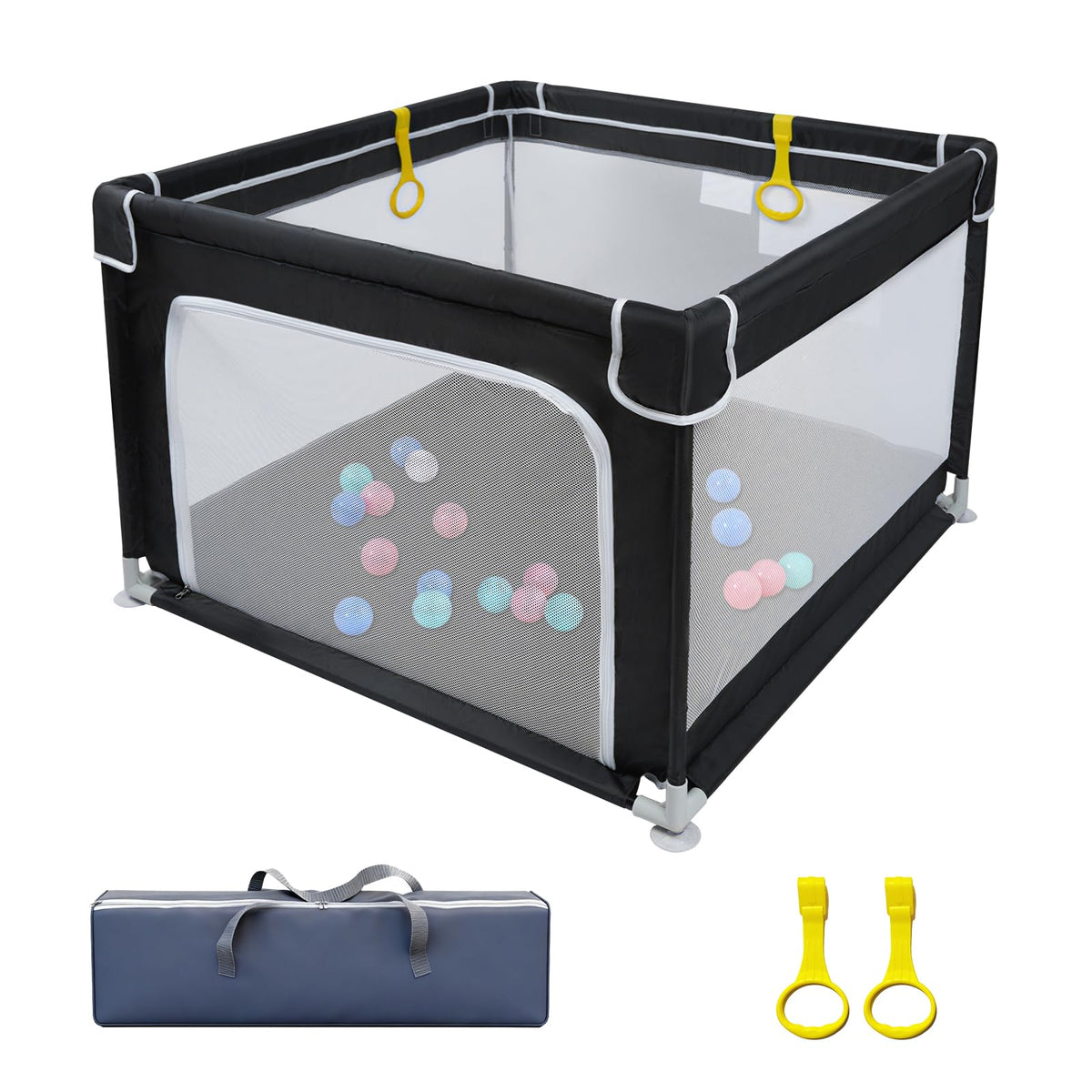 Baby Playpen with Mesh and Anti-Slip Base D545