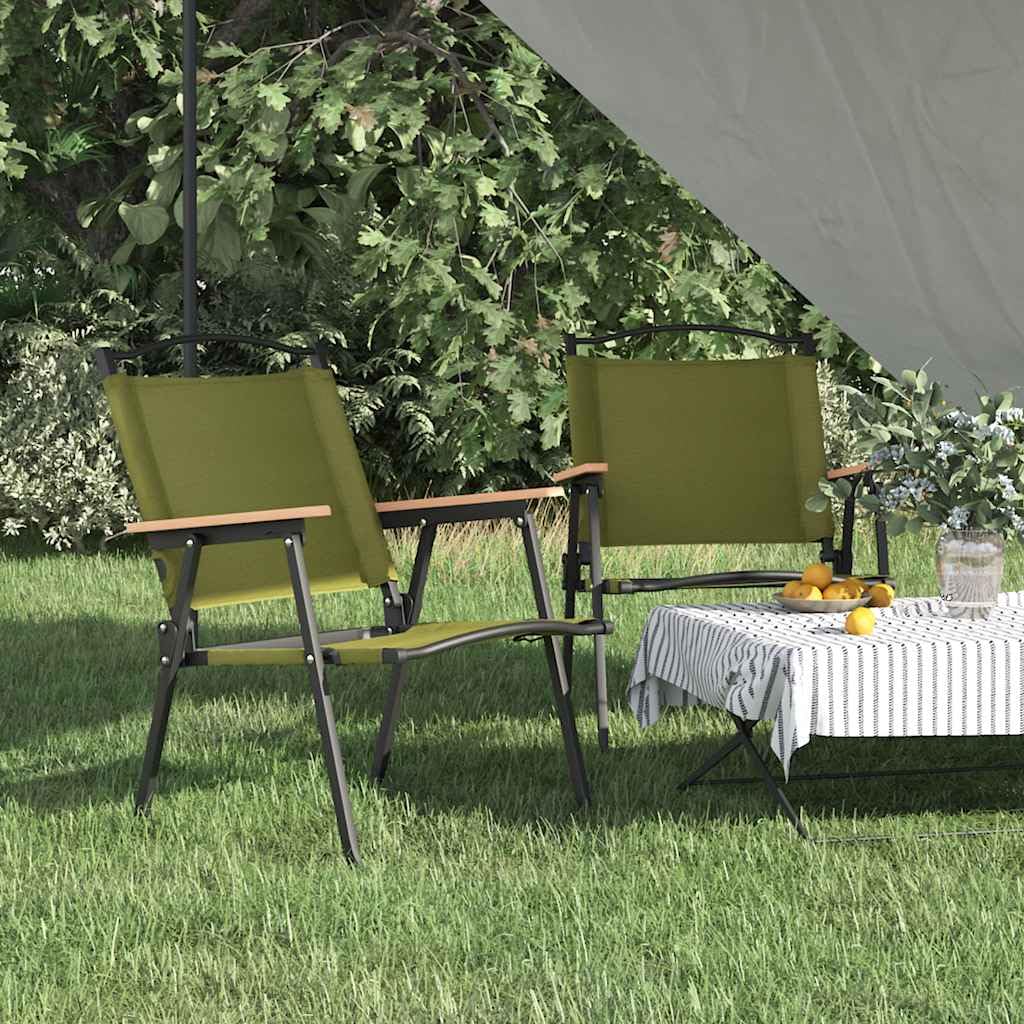 Green Oxford Fabric Folding Camping Chairs 2 Pack Q2810