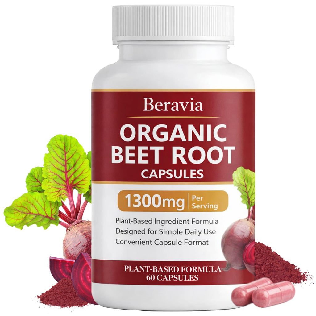 Organic Beet Root Capsules 1300 mg 60 Capsules B190