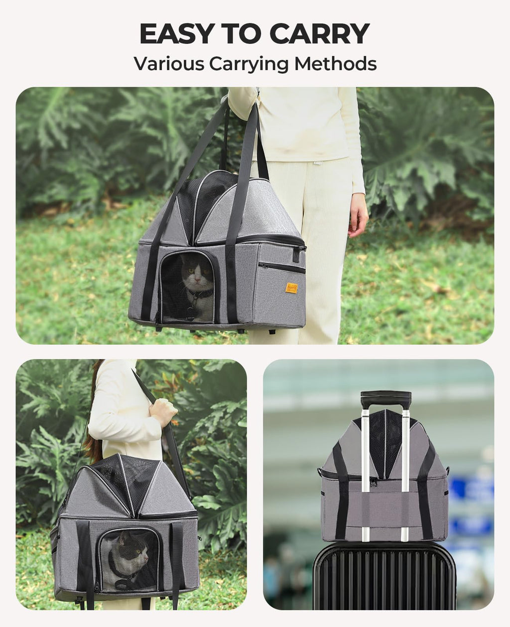 Top-Expandable Cat Carrier with Semi-Open Canopy Z5637