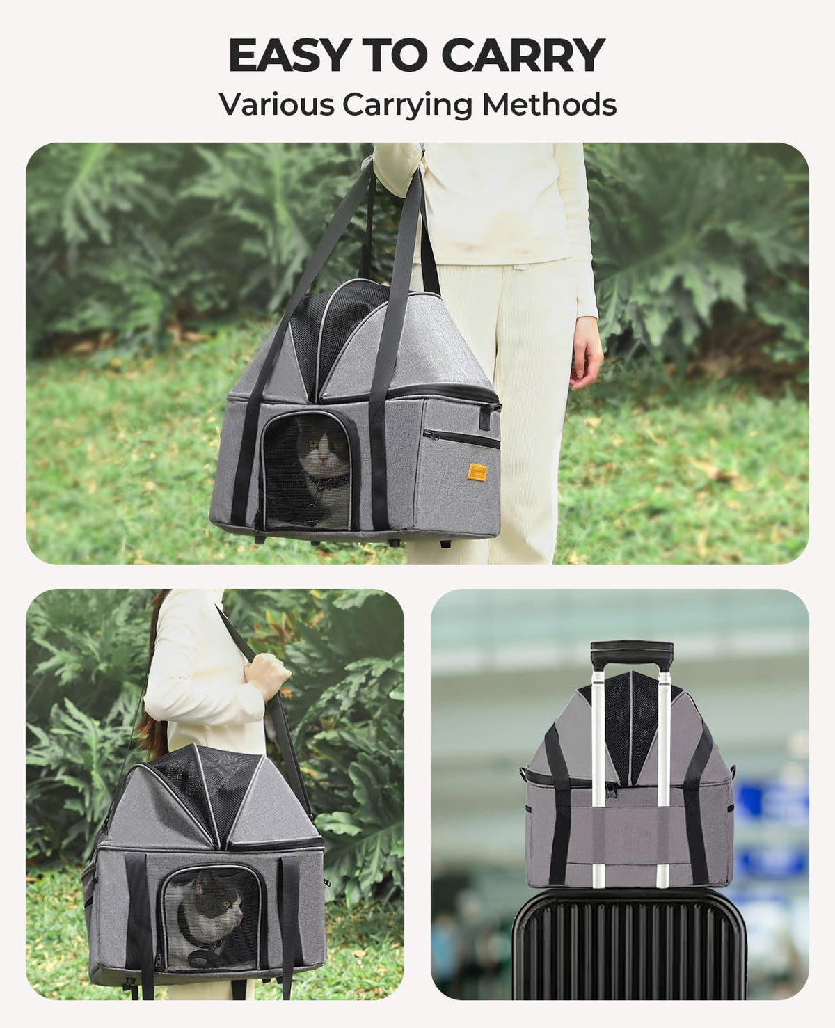 Top-Expandable Cat Carrier with Semi-Open Canopy Z5637