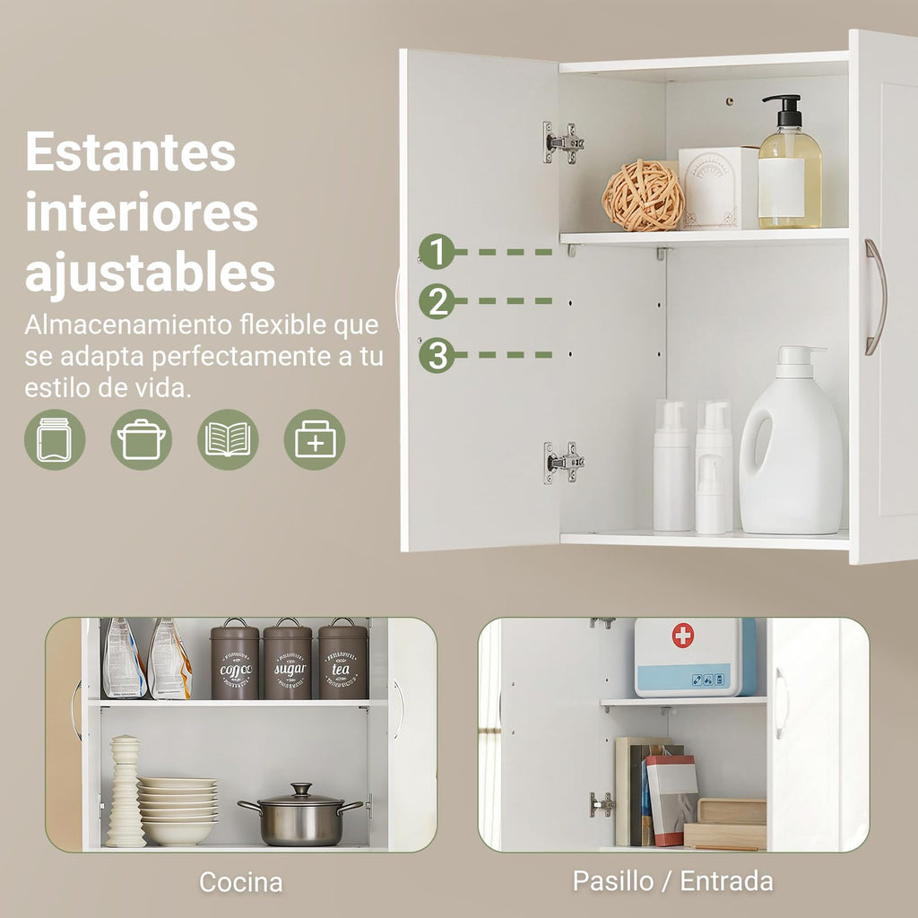 White Wall Storage Cabinet with Adjustable Shelf Z682