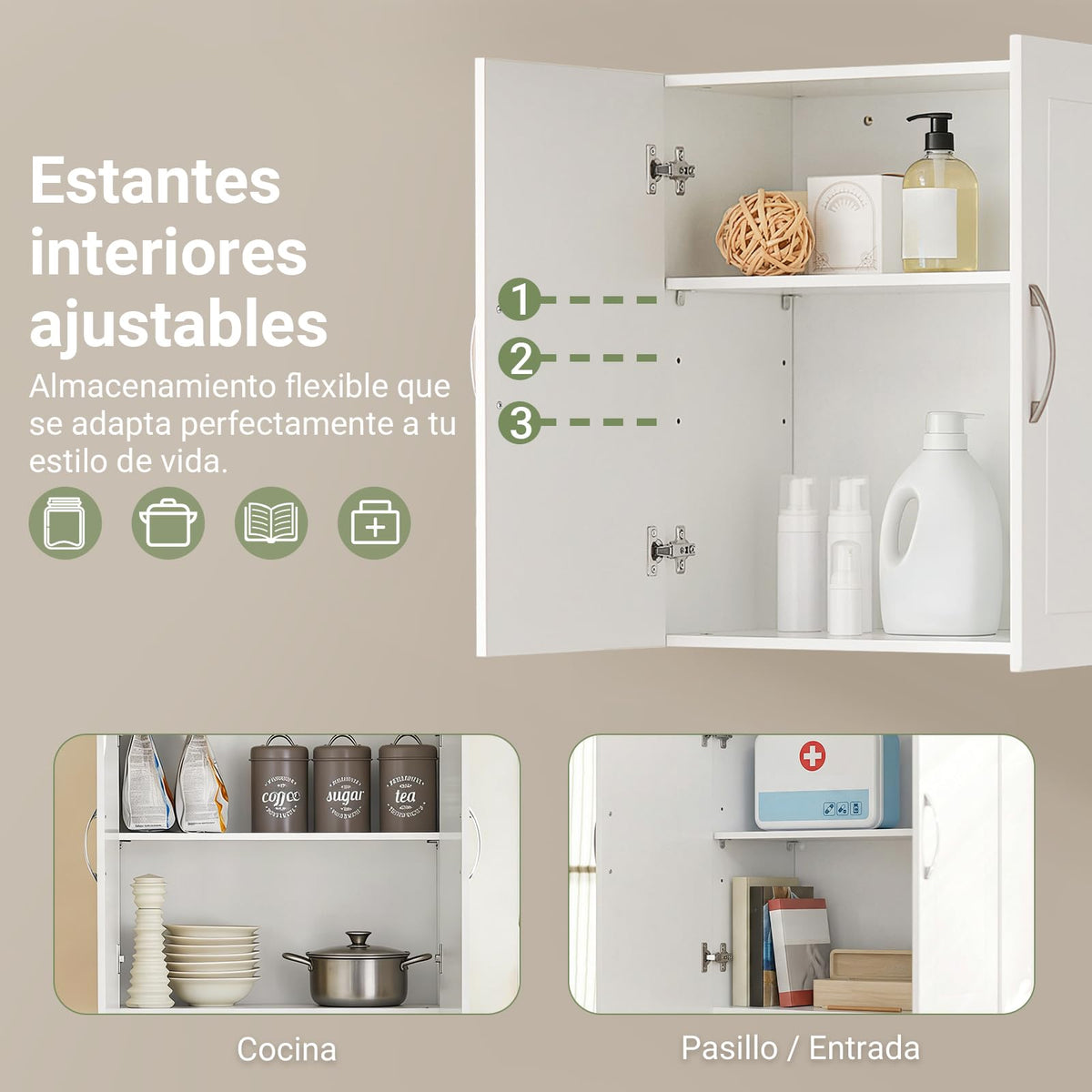 White Wall Storage Cabinet with Adjustable Shelf Z682