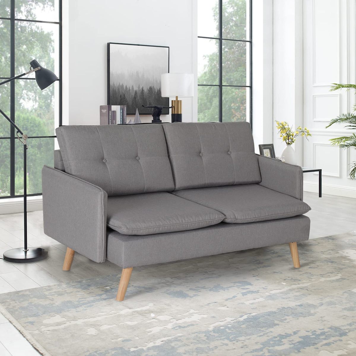 52" Light Gray Loveseat Sofa Y766