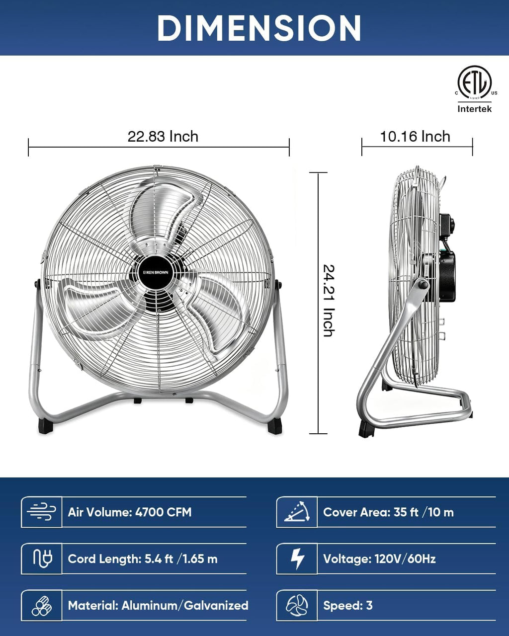 20 Inch 3 Speeds High Velocity Box Fan J802
