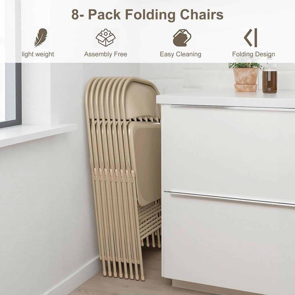Folding Chair Set of 8 Heavy Duty Metal Stackable B783