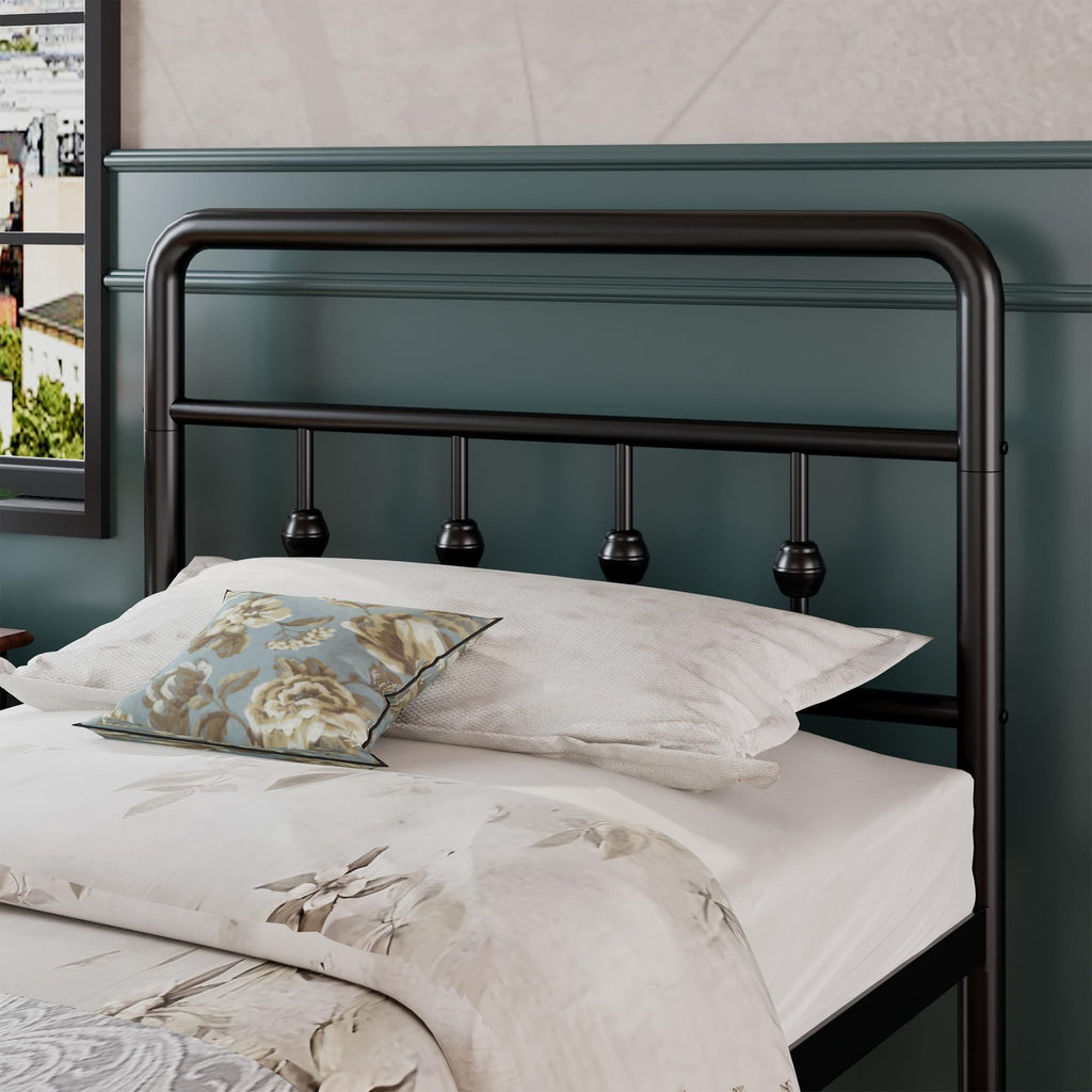 16 Inch Twin Metal Platform Bed with Headboard and Footboard Z334