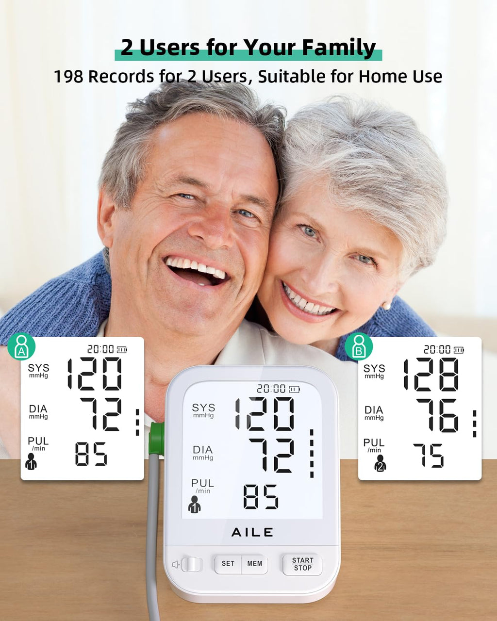 FDA Cleared Blood Pressure Monitor Large LCD Display H15647