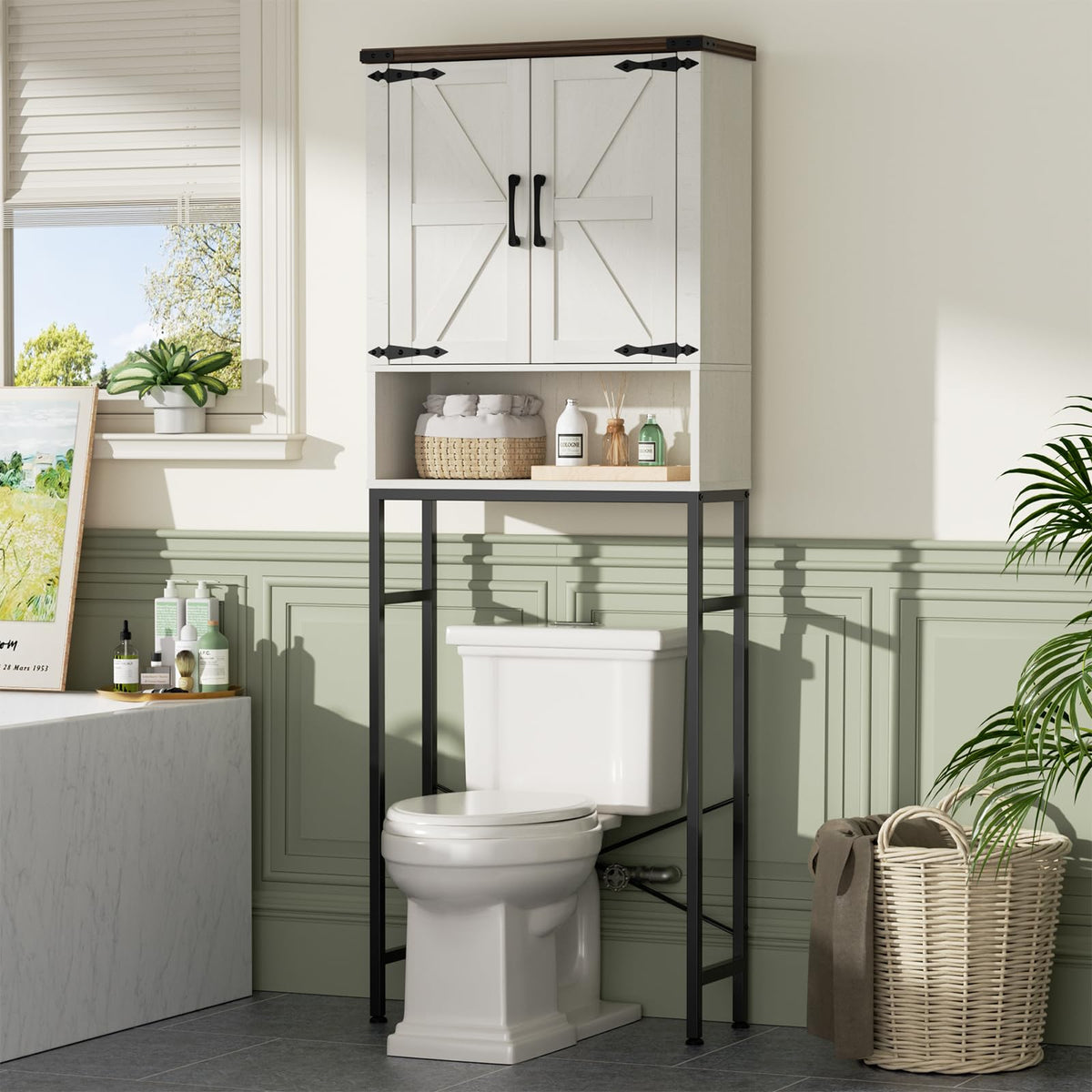 Over The Toilet Storage Cabinet with Adjustable Shelf, White N2310
