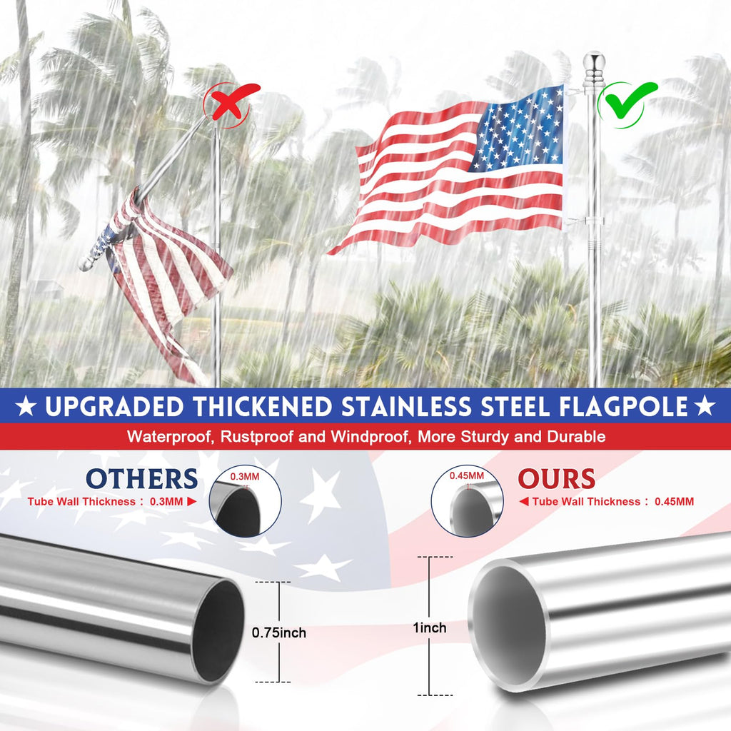 6 FT Stainless Steel Spinning Flag Pole N2662