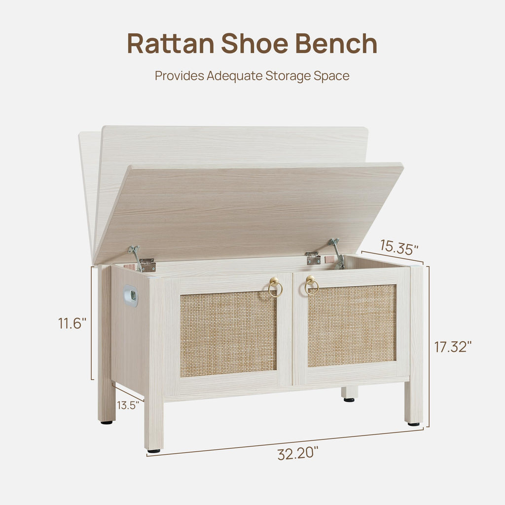 Rattan Storage Bench with 2 Safety Hinges R819781