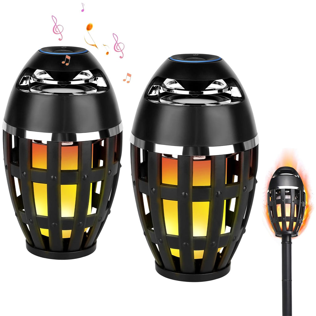2 Pack Outdoor Bluetooth Flame Speakers with Stakes Y12266