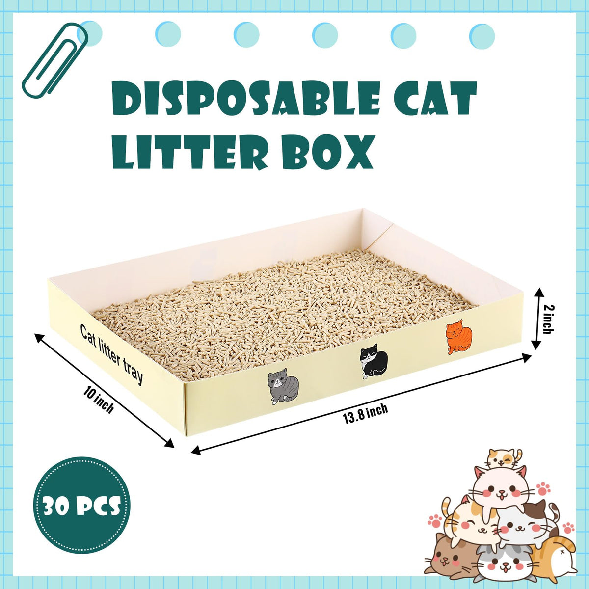 30 Pack Foldable Disposable Cat Litter Box E1759