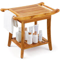 Teak Shower Bench with Storage Shelf F181636