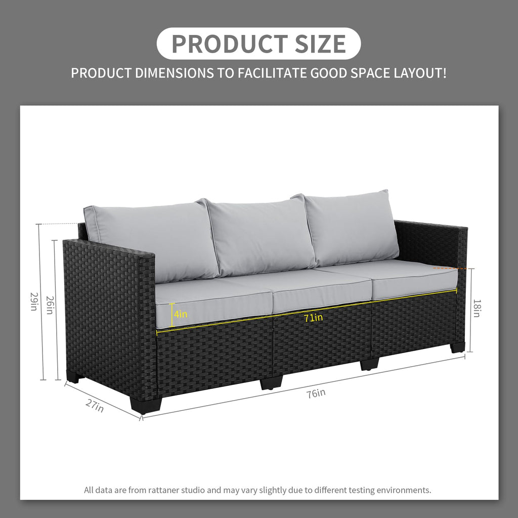 Light Grey 3-seat Outdoor Sofa with Waterproof Cover R2463
