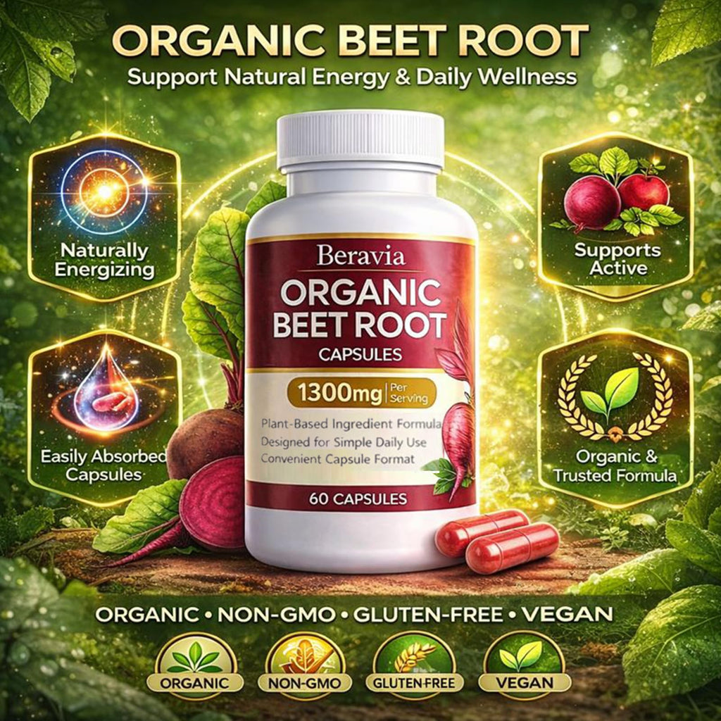 Organic Beet Root Capsules 1300 mg 60 Capsules B190
