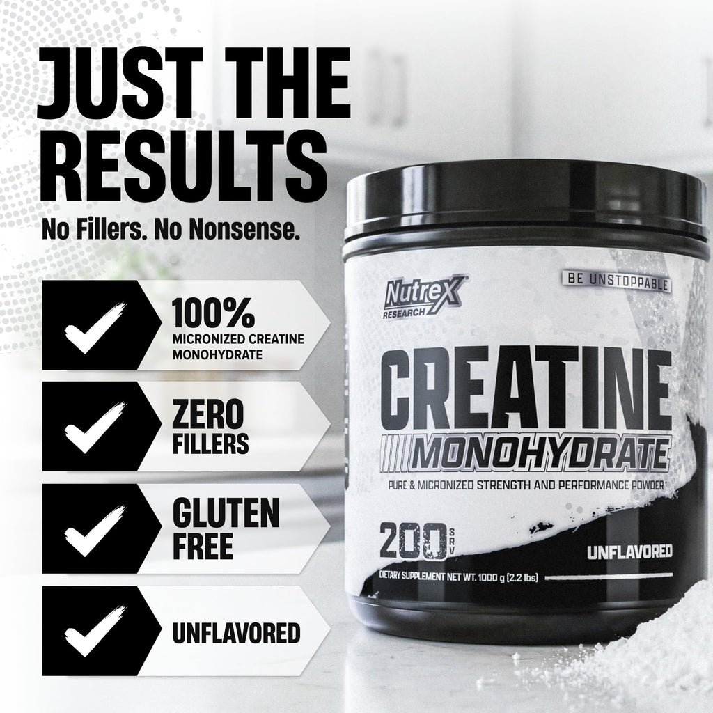 Micronized Creatine Monohydrate Powder 200 Servings 1KG Unflavored V266