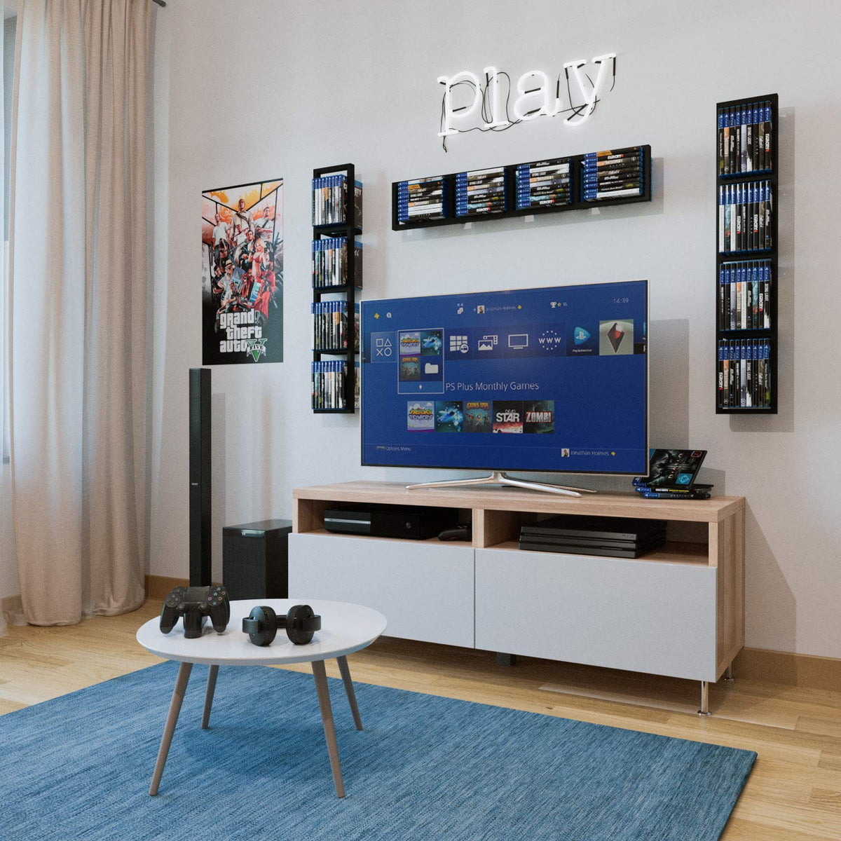 Black 34 Inch Floating Shelves Set of 3 H986