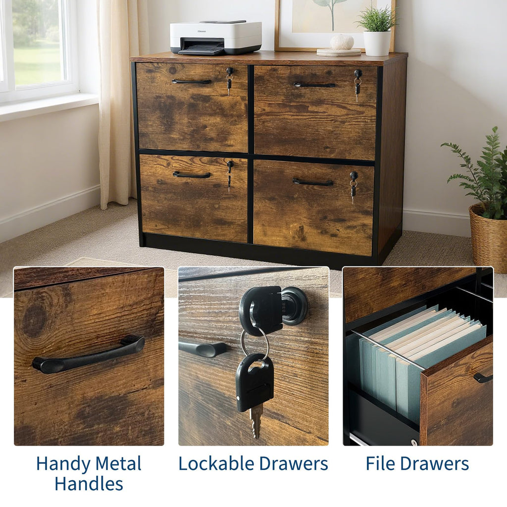 4 Drawer Wood File Cabinet with Lock K3285