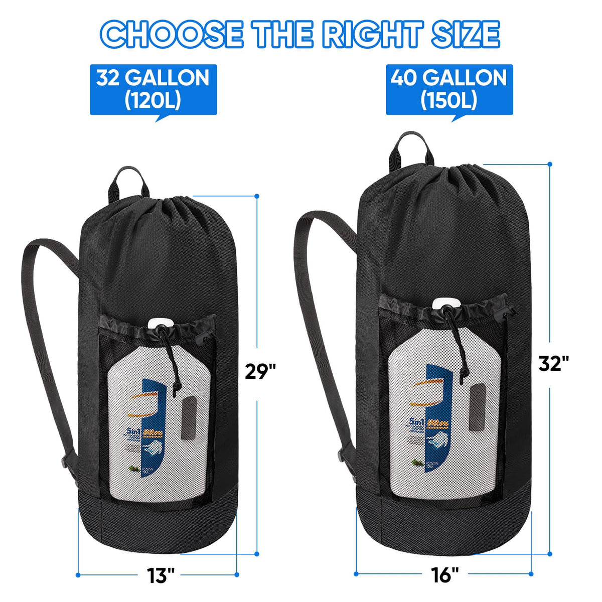 120L Oxford Laundry Bag Backpack with Shoulder Straps C274131