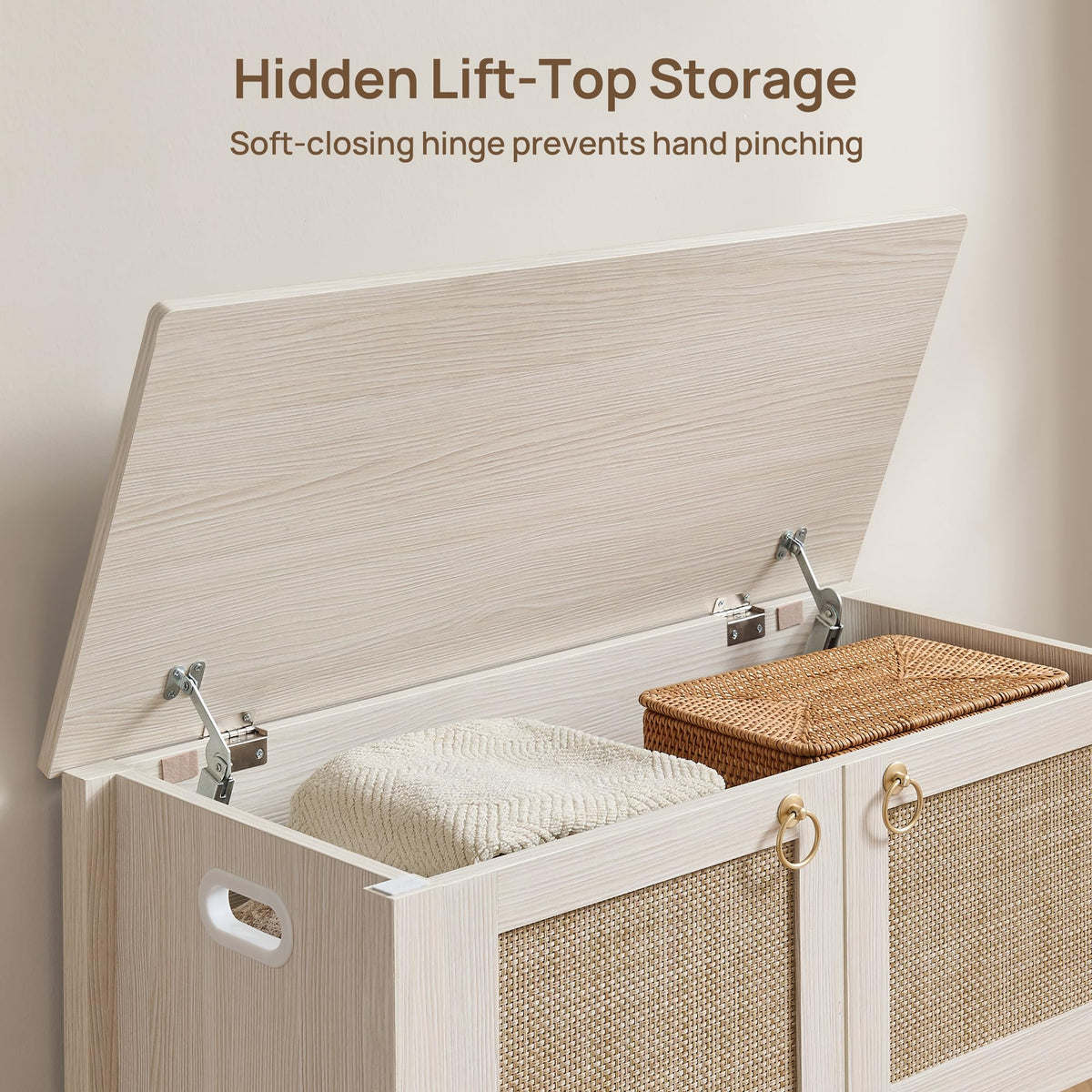 Rattan Storage Bench with 2 Safety Hinges R819781