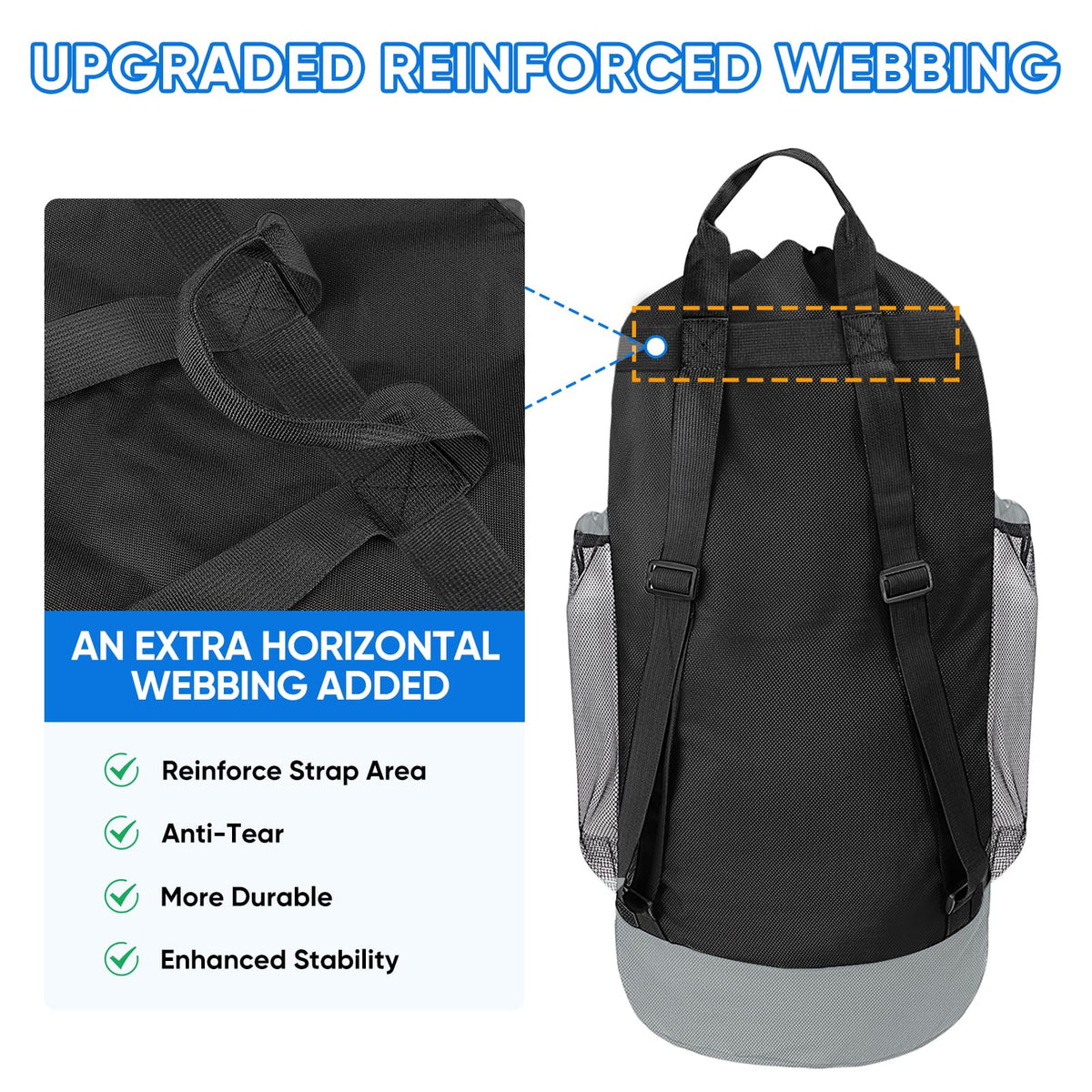 120L Oxford Laundry Bag Backpack with Shoulder Straps C274131