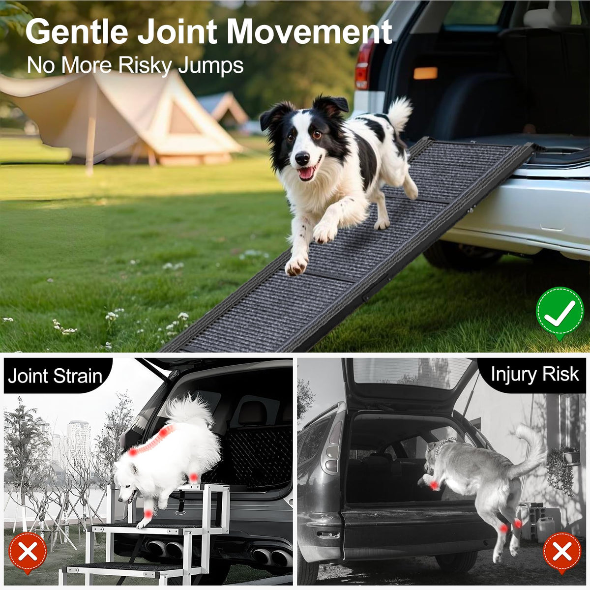 63" L × 17" W Lightweight Foldable Dog Ramp F951
