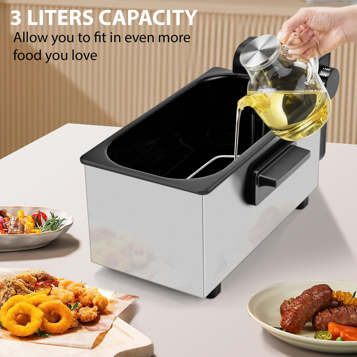 3L 1500W Deep Fryer with Adjustable Temperature C7605