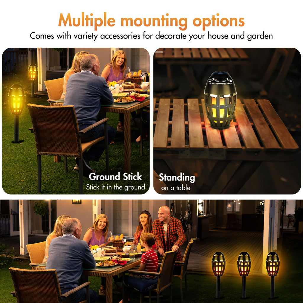 2 Pack Outdoor Bluetooth Flame Speakers with Stakes Y12266