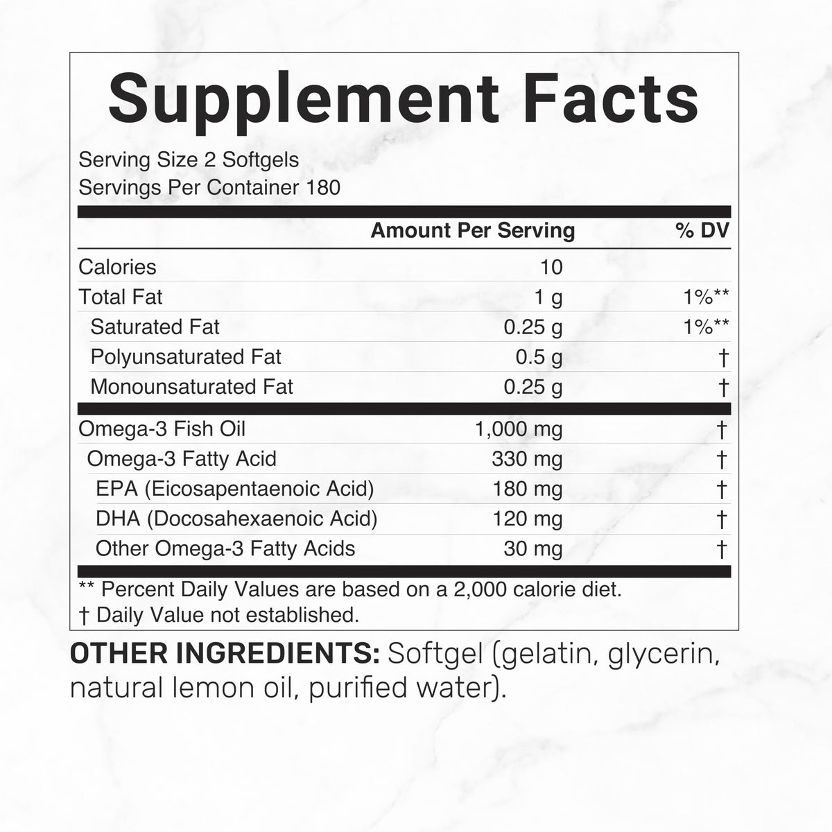 Omega-3 Fish Oil 360 Softgels 1,000mg Lemon Flavor D621