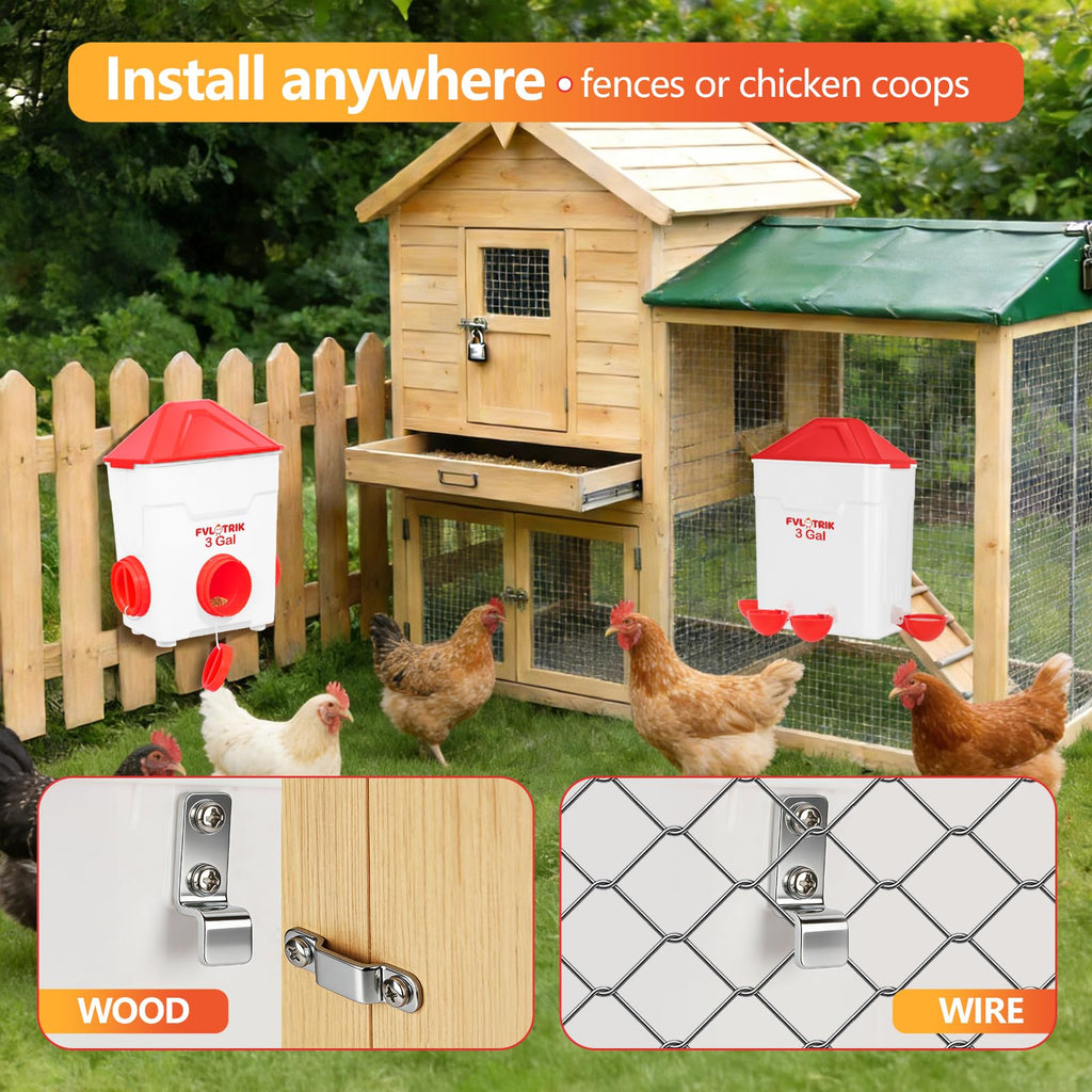 3 Gallon Chicken Waterer and Feeder Set K7697