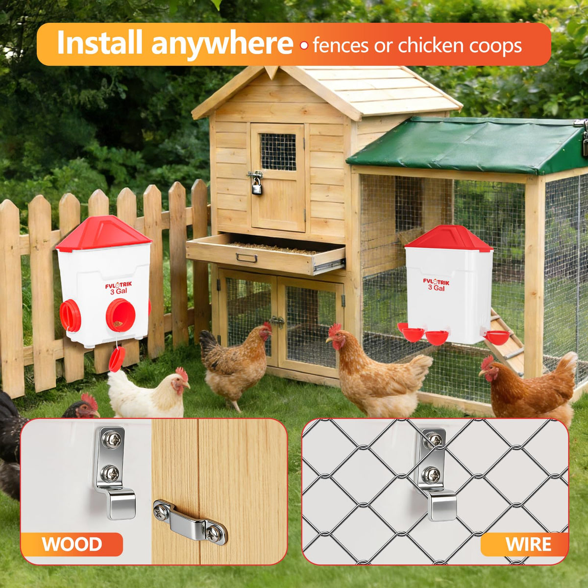 3 Gallon Chicken Waterer and Feeder Set K7697